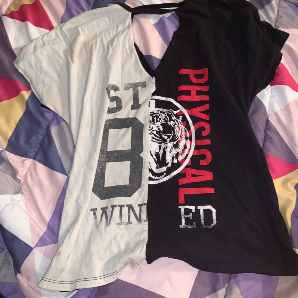 Rue 21 half black half grey/white shirt